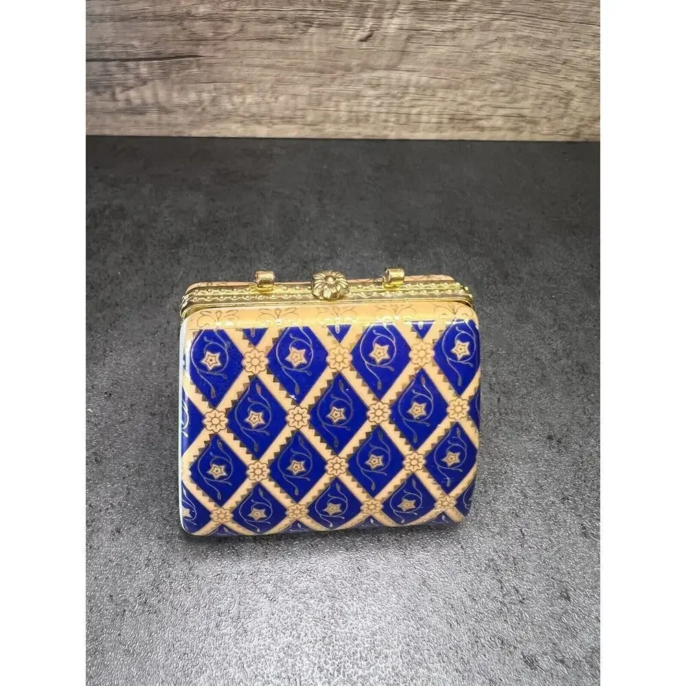Vintage Decorative Porcelain Trinket Box Purse Design